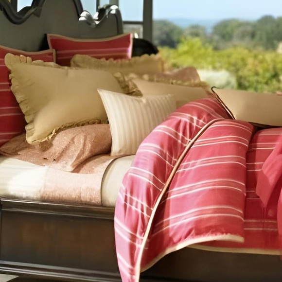 Lauren Ralph Lauren San Luca Ruffle Linen Standard Pillow Sham Sand - Picture 1 of 6